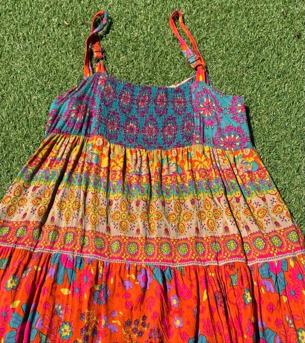 Natural Life Patricia Patchwork Floral BOHO maxi DRESS sz M - Picture 5 of 9